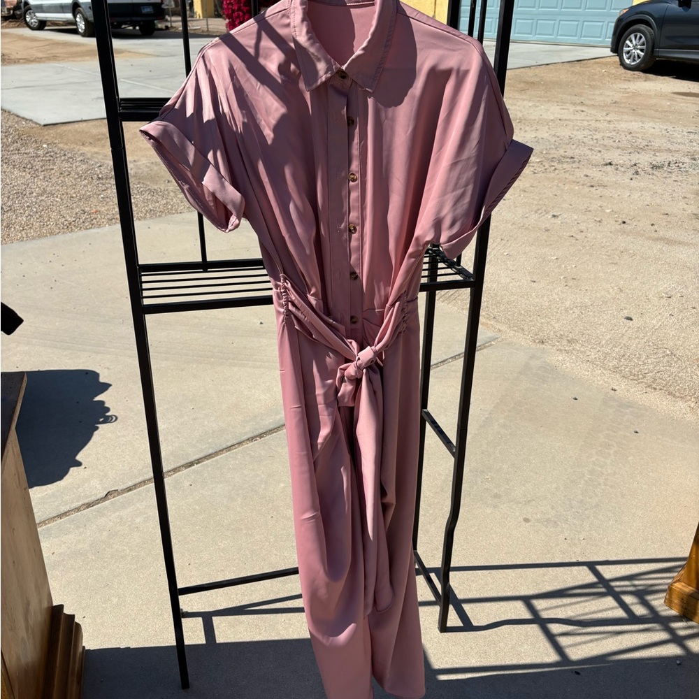 Pink Button-Up Dress